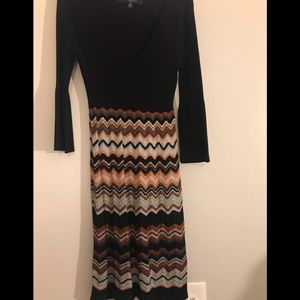 Nine West black Missoni-like knit dress